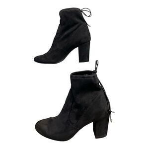 • Christian Siriano Black Fabric High Heel Ankle Bootie Boots